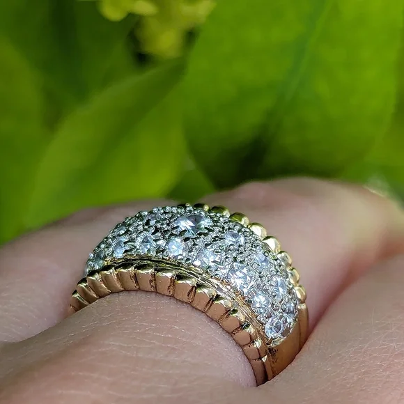 Sterling Silver 925 Gold Vermeil Ring Clear CZ stones Size 6.5 - Picture 4 of 5